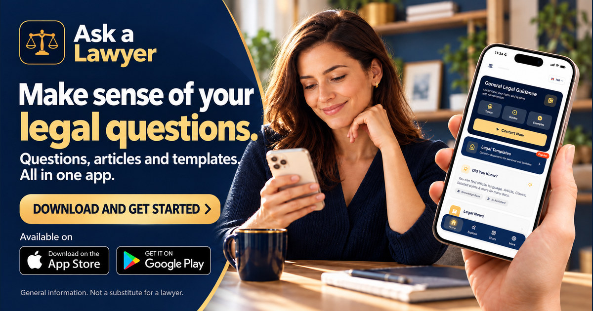 Make sense of your legal questions. Questions, articles and templates. All in one app.