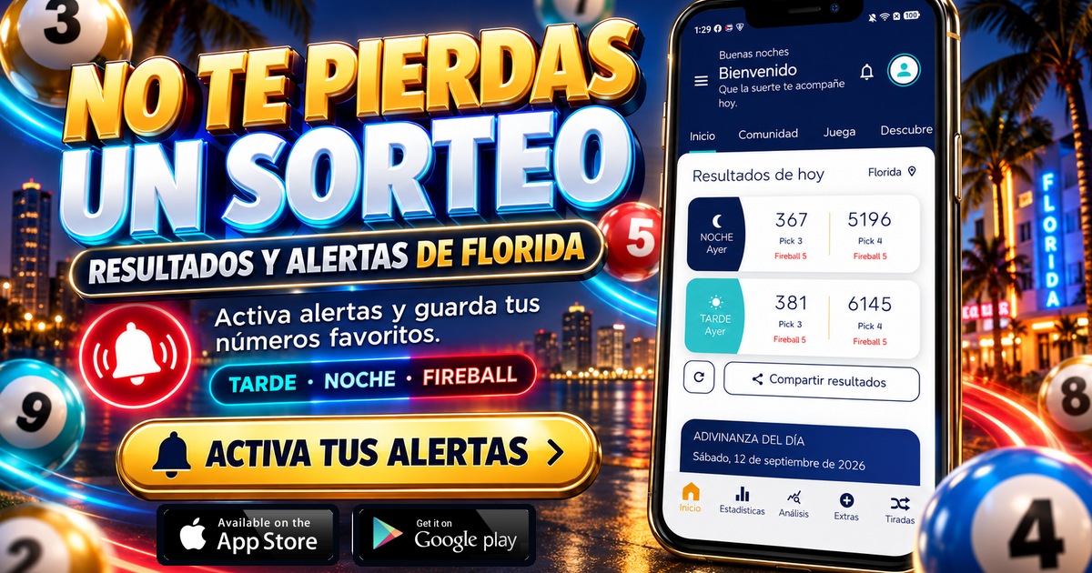 Alertas y resultados de Florida Pick 3 y Pick 4 en Charada Cubana.