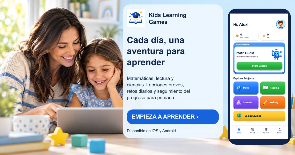 Kids Learning Games: daily learning adventures with the current app screen