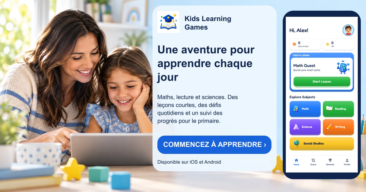 Kids Learning Games: daily learning adventures with the current app screen